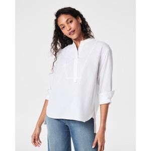 Spanx Women's White Poplin Tuxedo Shirt medium new
